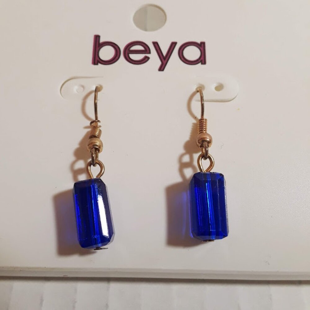 🛒3 for $15 Sale!! Beya Royal Blue Rectangular Prism Drop Earrings